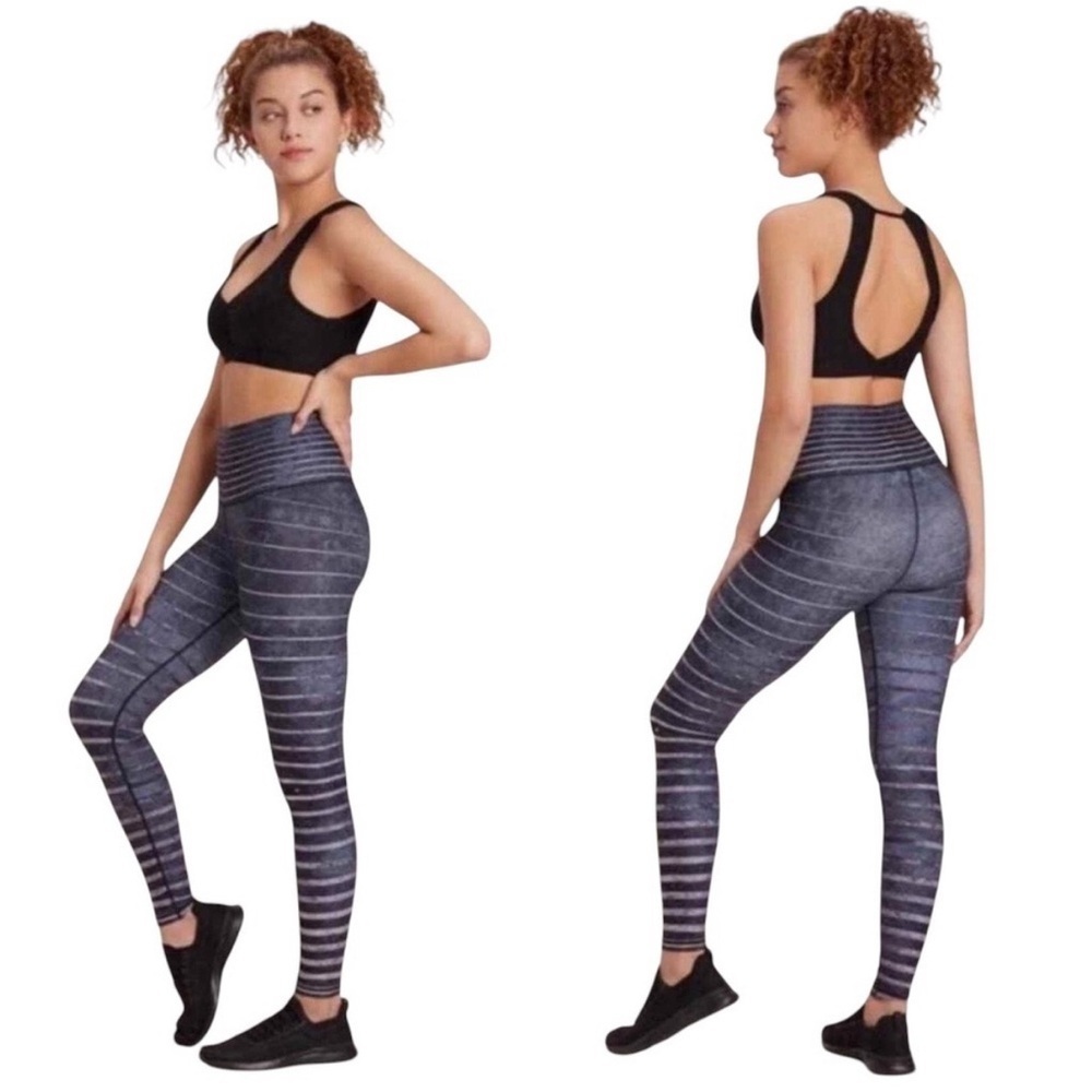 Niyama Sol Slate Stripe Barefoot Leggings Size Medium